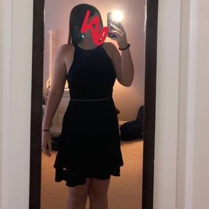 Blue rain black dress